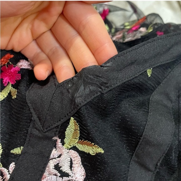 Lulus favorite fleur black mesh embroidered floral skater dress a line size XS - Picture 5 of 7